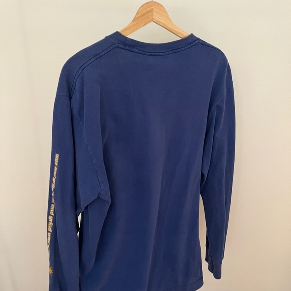 Y2K American Eagle Outfitters Wax & Grind Long Sleeve shirt blue and yellow - Picture 4 of 5